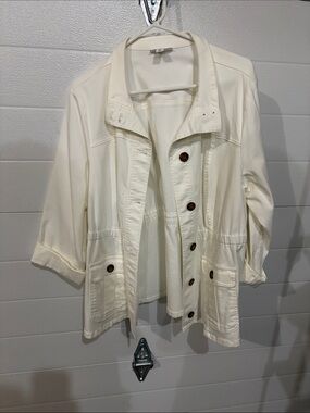 Westport Lightweight Cream Utility Jacket with Button Front